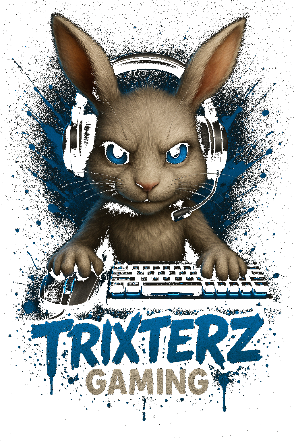 Trixterz mascot at keyboard